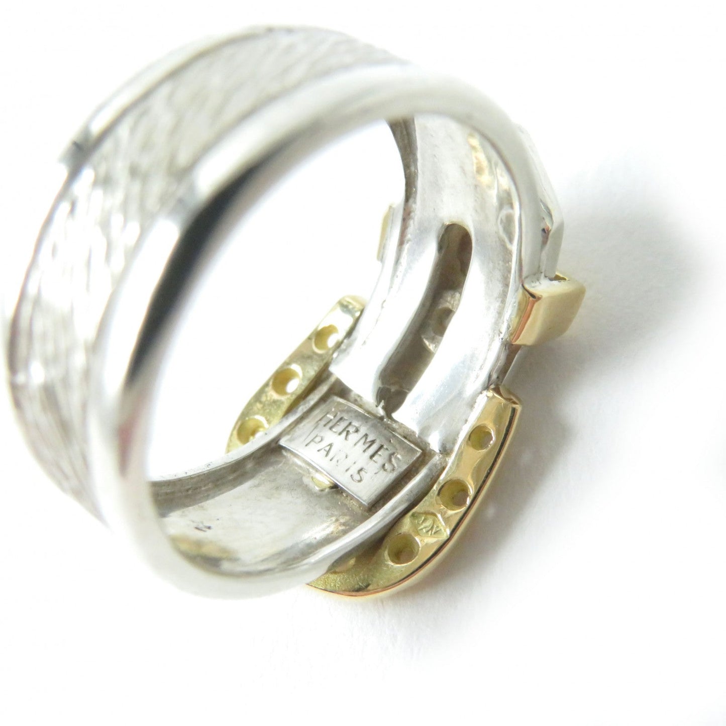 Hermes Ring Main?Fsv925 , Main?F750 Silver Gold Horseshoe Combi Ring Women