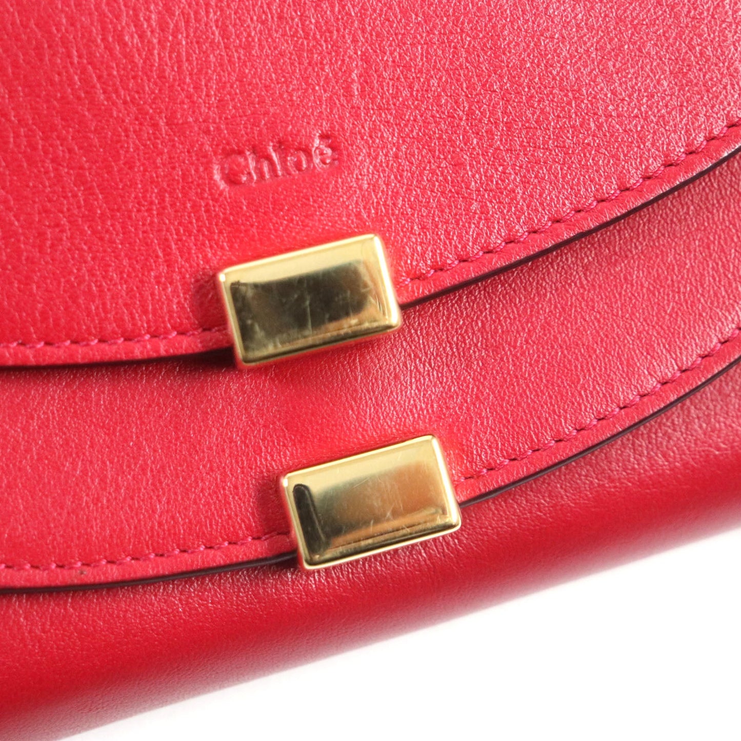 Chloe Long Wallet Purse 3P0284 Leather Red Georgia Georgia