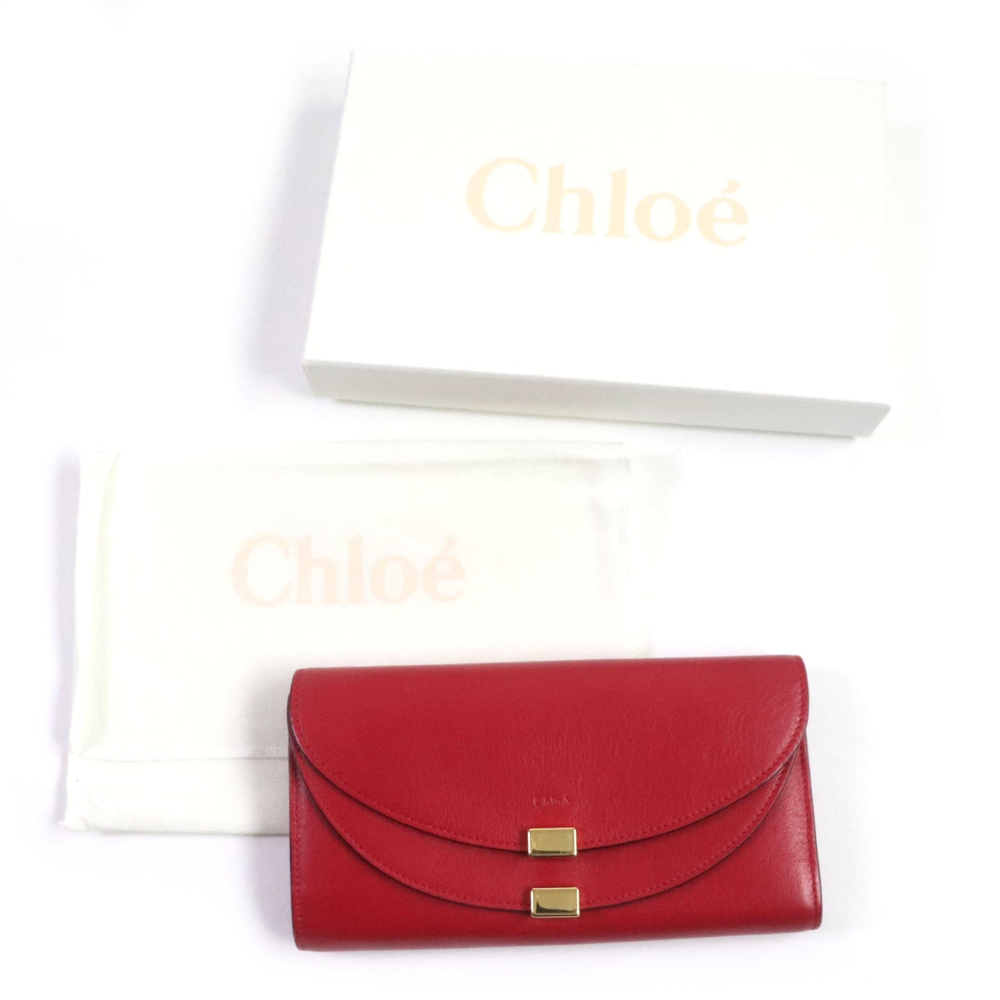 Chloe Long Wallet Purse 3P0284 Leather Red Georgia Georgia