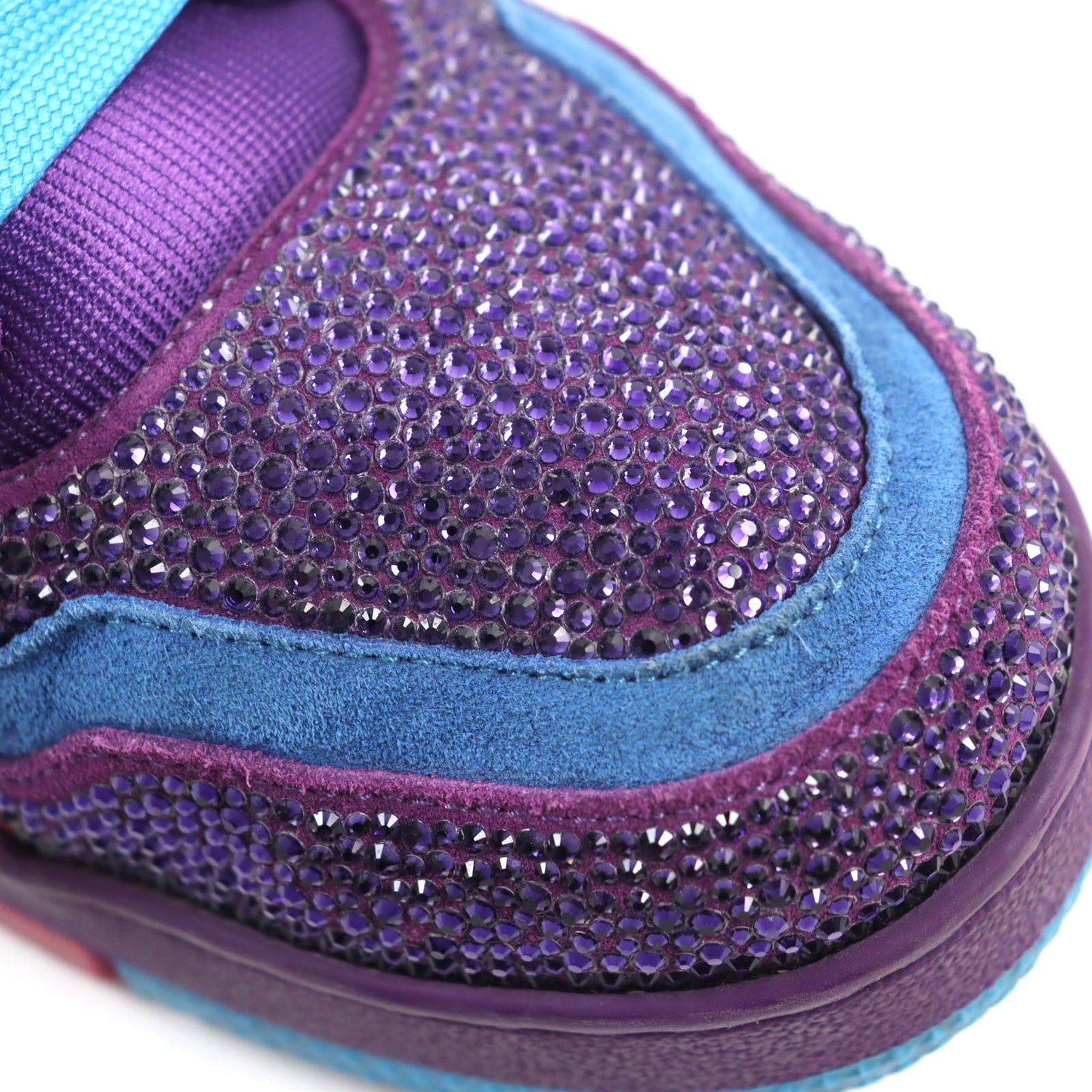 Louis Vuitton Sneakers 1A9Jwj Suede, Fabric, Rhinestone Blue Purple Lv Trainer Line Mens 8