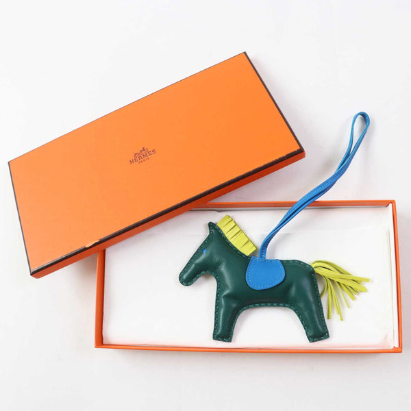 Hermes Bag Charm Anyo Miro Malachite Lime Blue Sanzibar Rodeo Charm Mm Women