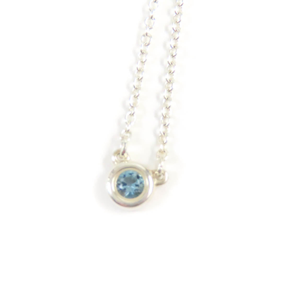 Tiffany&Co. Necklace Sv925 Silver Blue Elsa Peretti Color By The Yard Aquamarine Pendant