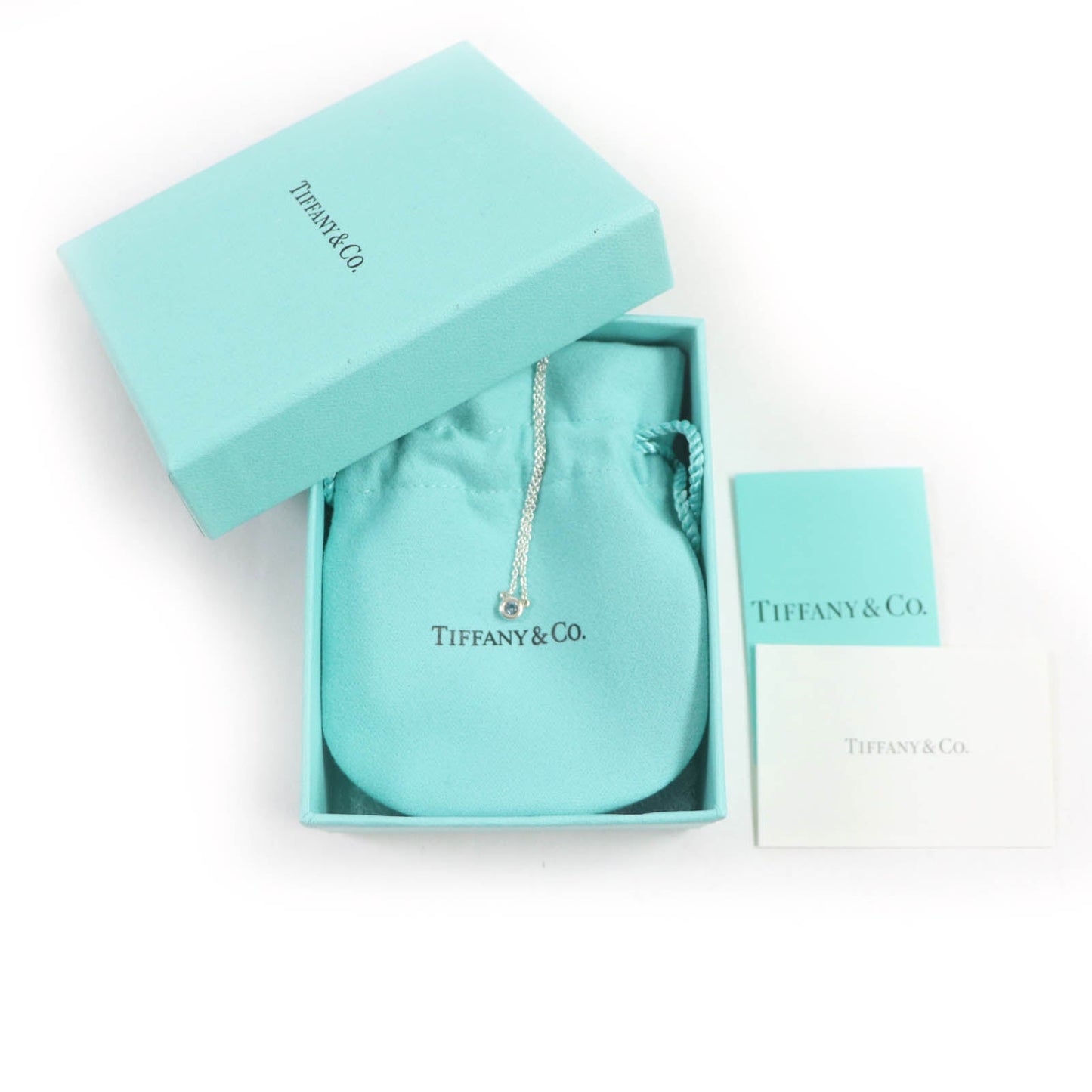 Tiffany&Co. Necklace Sv925 Silver Blue Elsa Peretti Color By The Yard Aquamarine Pendant