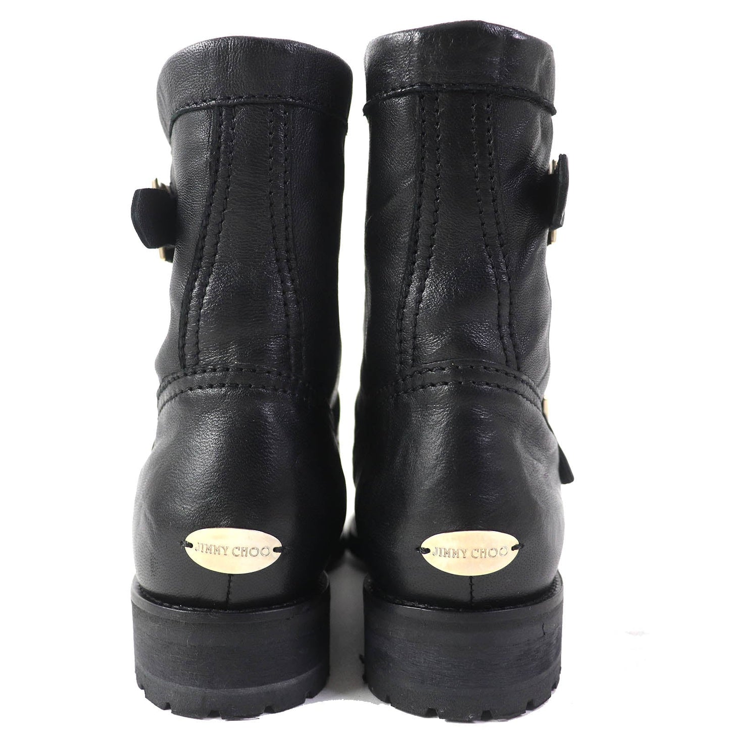 Jimmy Choo Short Boots Leather Black Biker Women 35 Secondhand