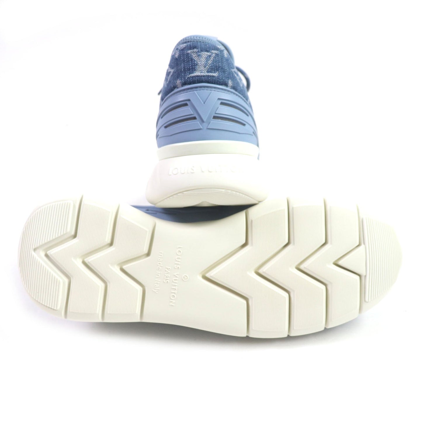 Louis Vuitton Low Cut Sneakers Monogram Denim Blue Fast Lane Line Mens 6.5