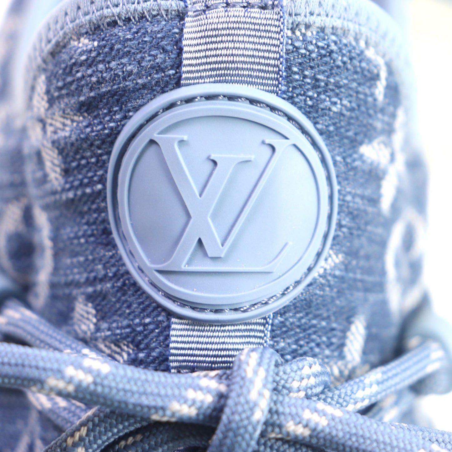 Louis Vuitton Low Cut Sneakers Monogram Denim Blue Fast Lane Line Mens 6.5