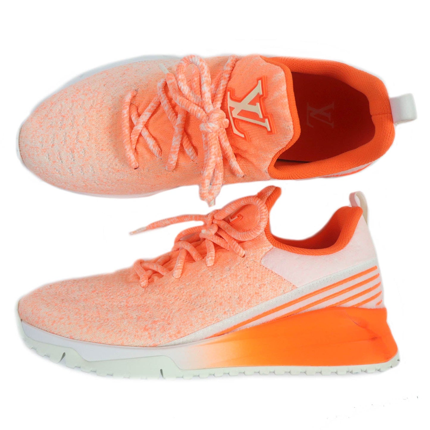Louis Vuitton Low Cut Sneakers Fabric Neon Orange Vnr Line Mens 6
