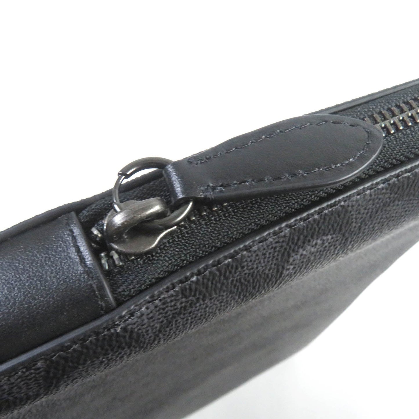 Coach Clutch Bag Cj799 Signature Canvas, Leather Charcoal Zip Around Laptop Case Mens