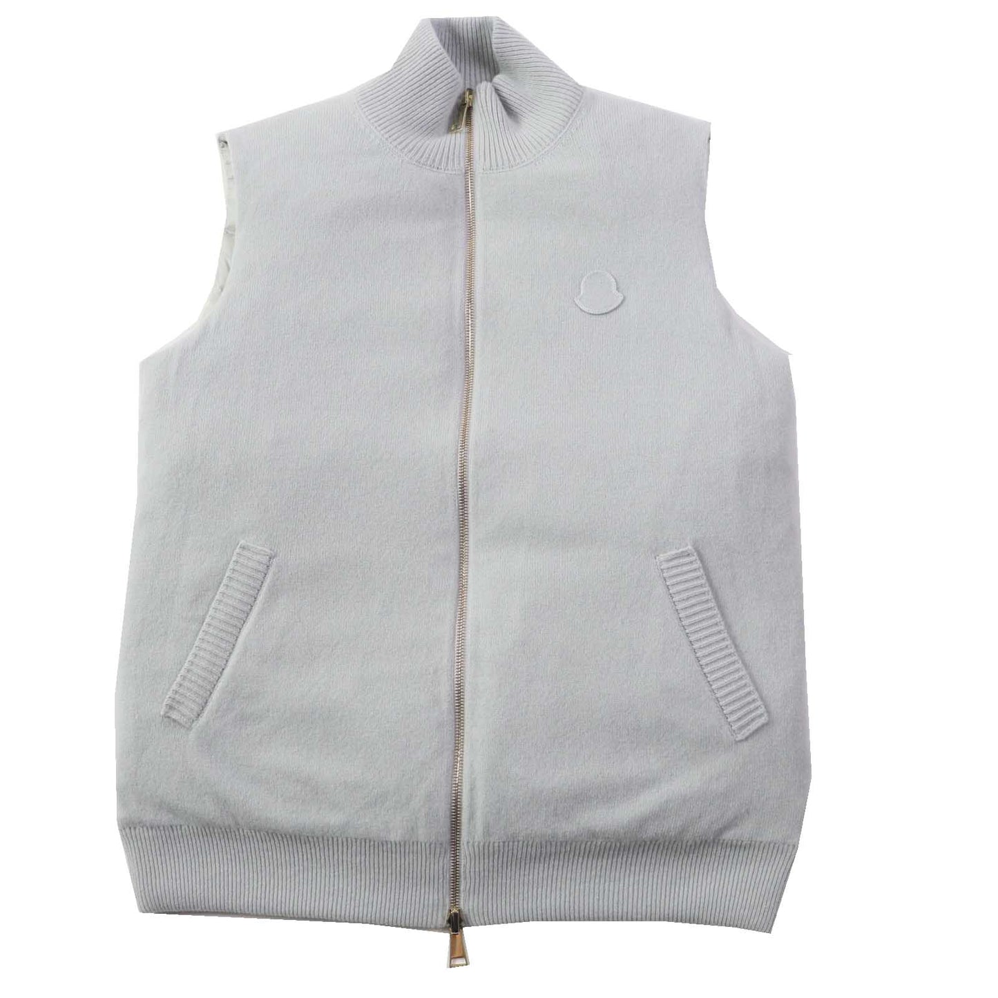 Moncler Down Vest Wool Light Gray Gilet Mens M