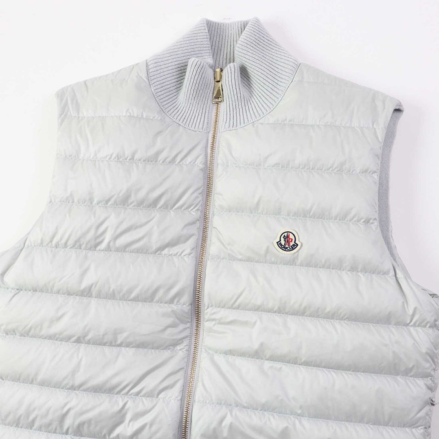 Moncler Down Vest Wool Light Gray Gilet Mens M