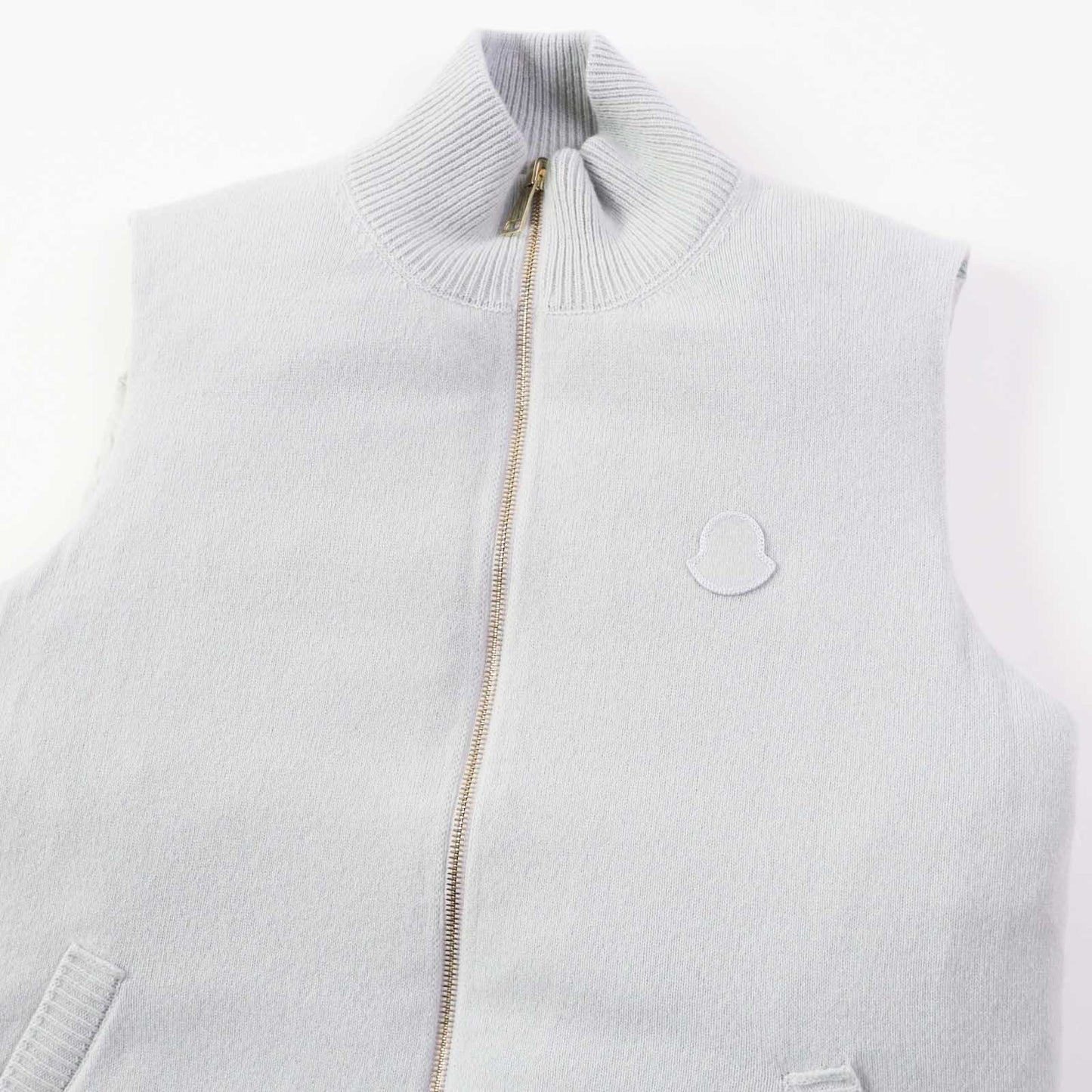 Moncler Down Vest Wool Light Gray Gilet Mens M