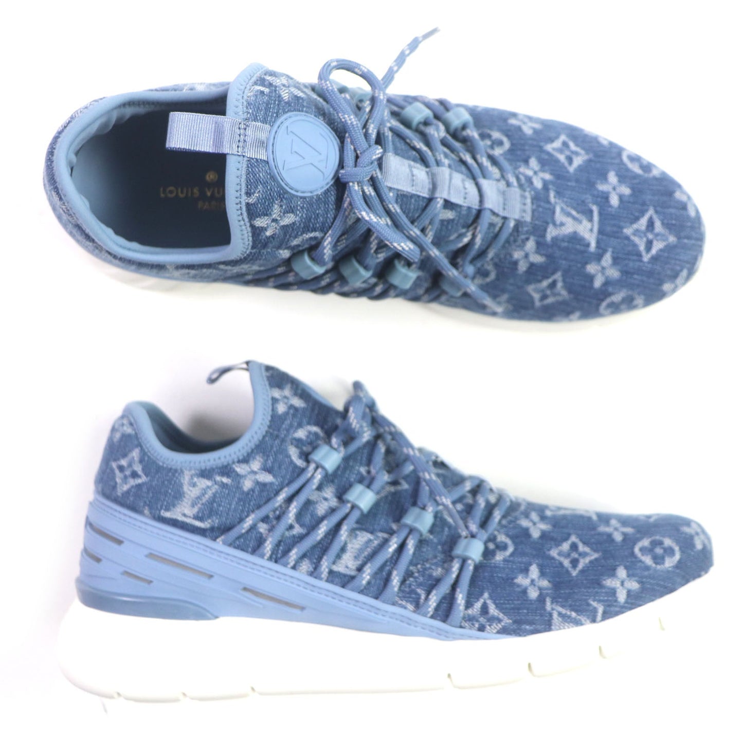 Louis Vuitton Sneakers Monogram Denim Blue Fast Lane Line 6 1/2
