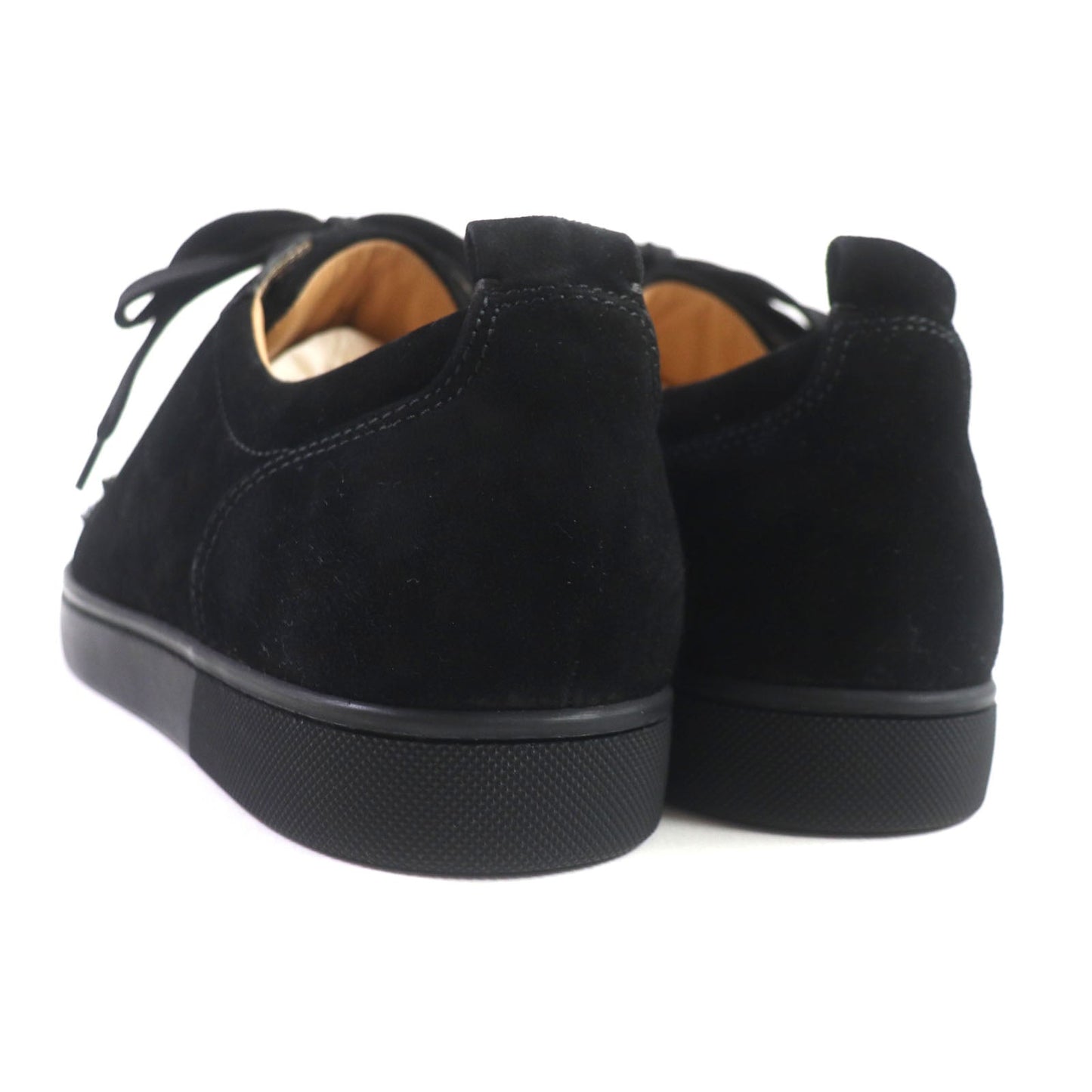 Christian Louboutin Low Cut Sneakers Suede Black Louis Junior Spikes 40 1/2
