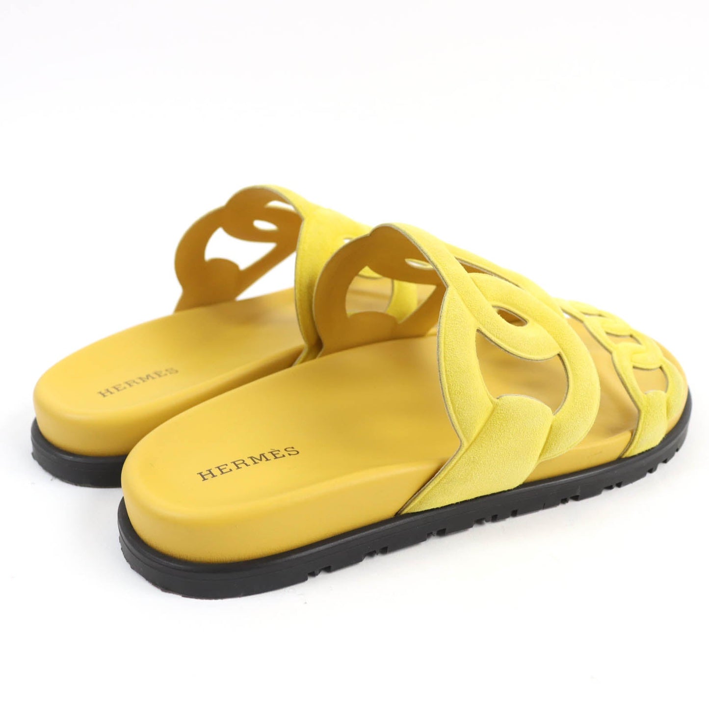 Hermes Sandals Suede Leather Yellow Extra Women 38