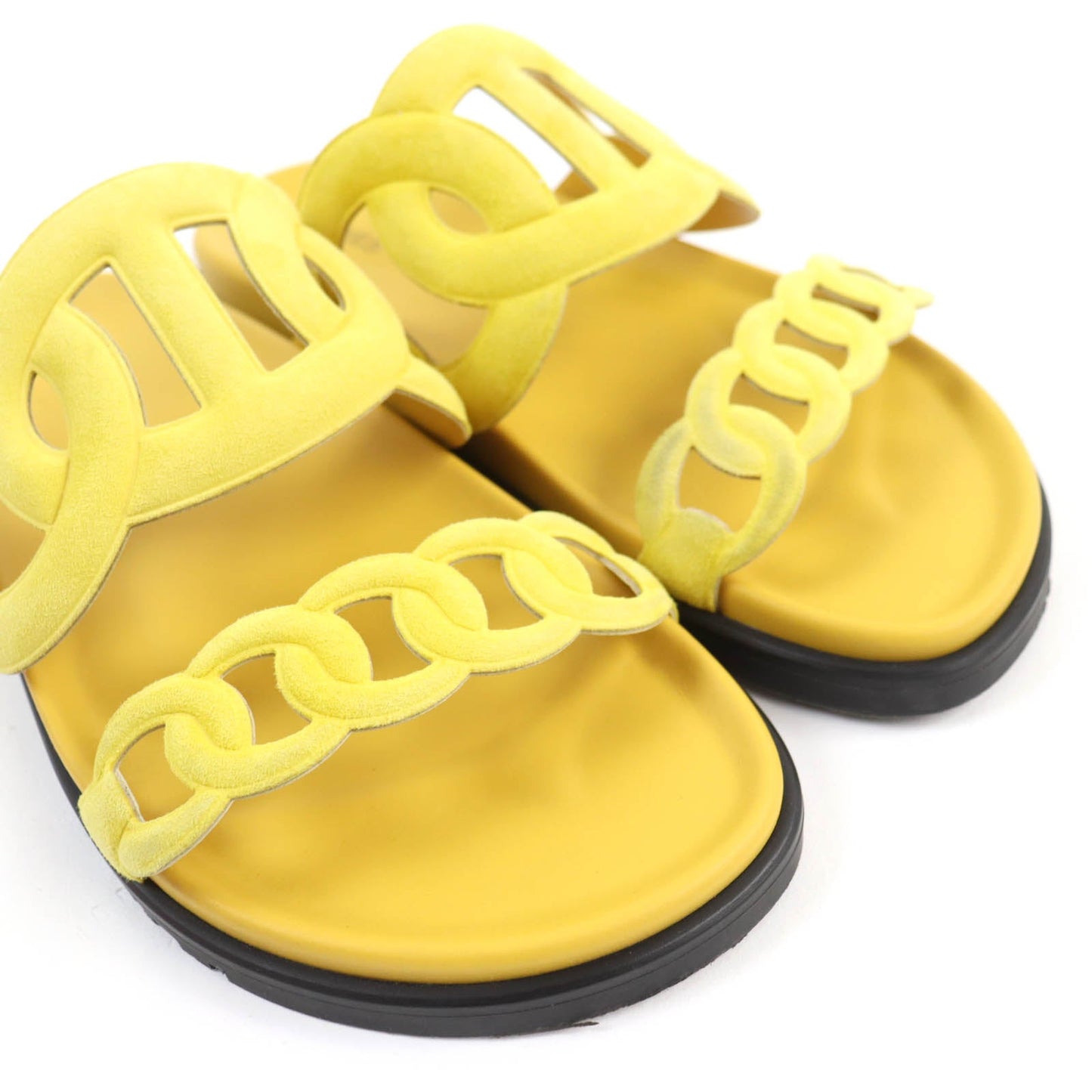 Hermes Sandals Suede Leather Yellow Extra Women 38
