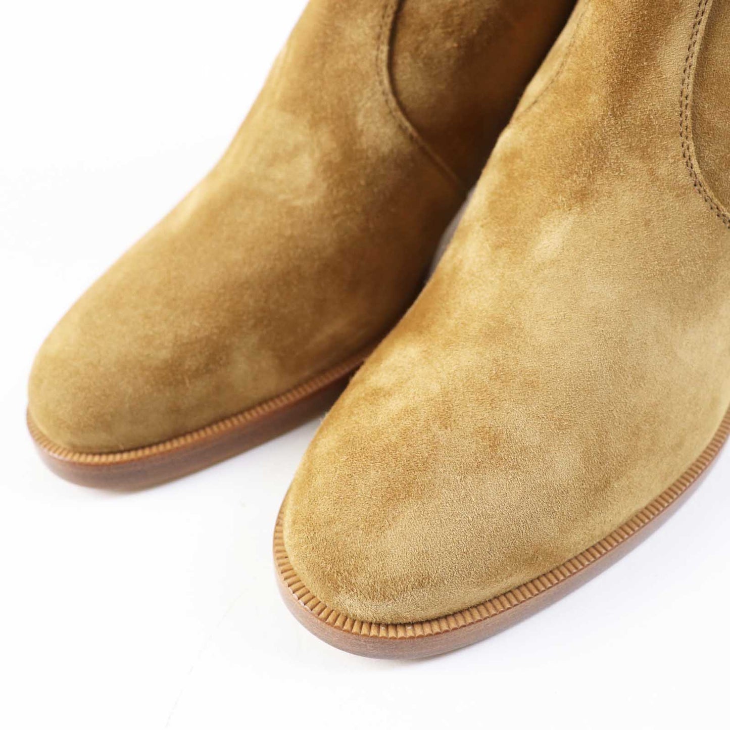 Hermes Short Boots Veau Velour (Suede Leather) Brown Beige Frenchie 50 Women 35 1/2