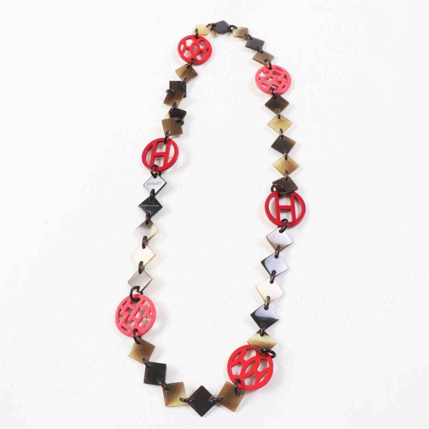 Hermes Necklace Buffalo Horn Brown Red Type Diva Women