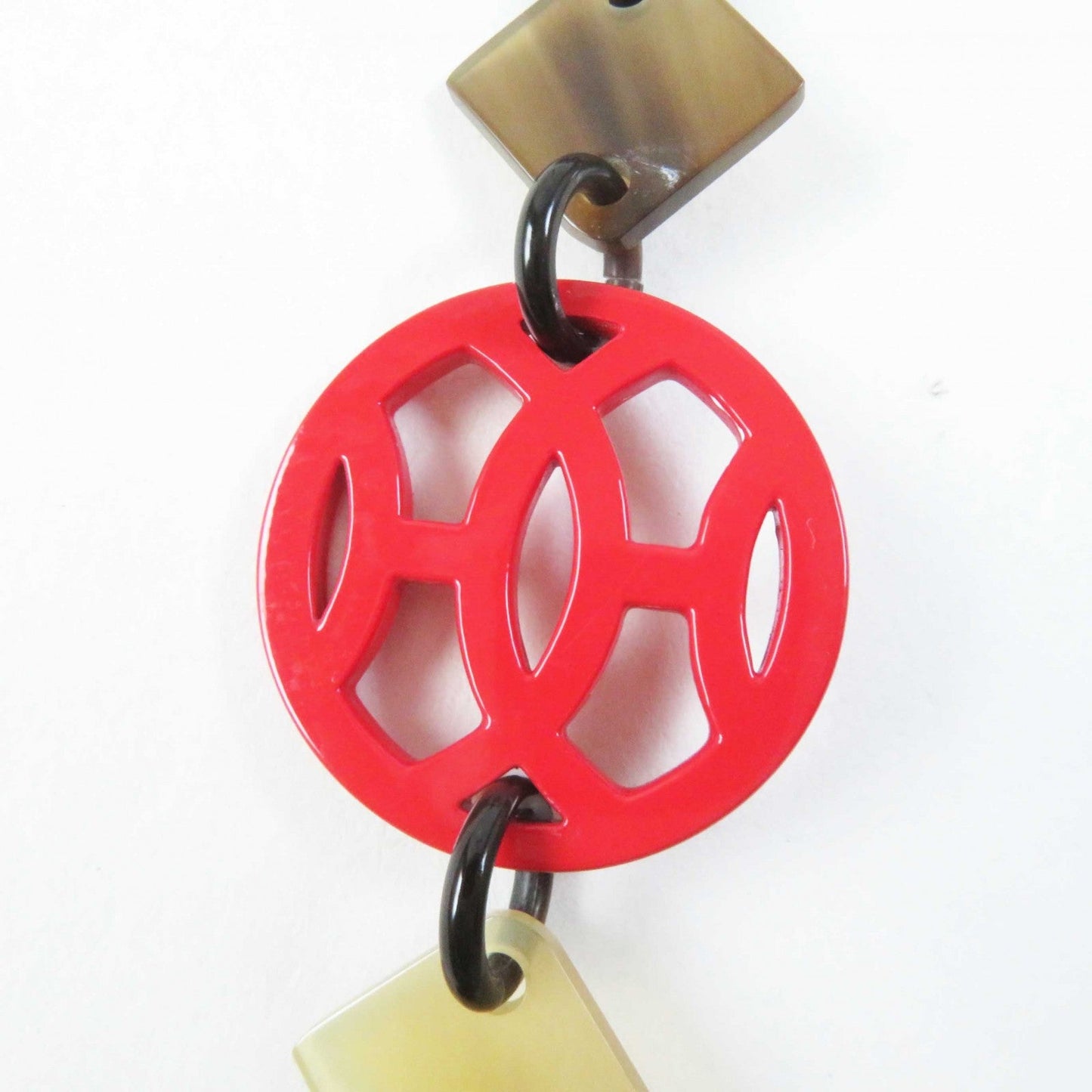 Hermes Necklace Buffalo Horn Brown Red Type Diva Women