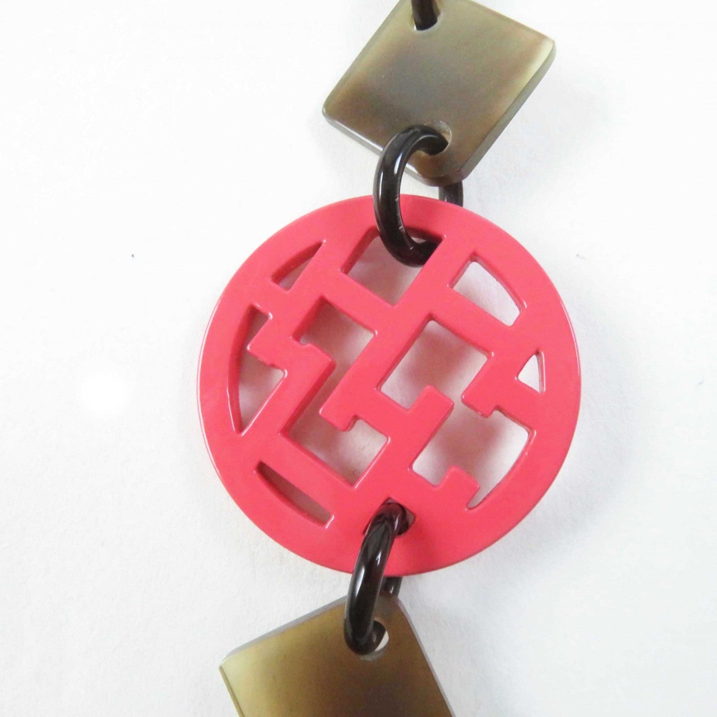 Hermes Necklace Buffalo Horn Brown Red Type Diva Women