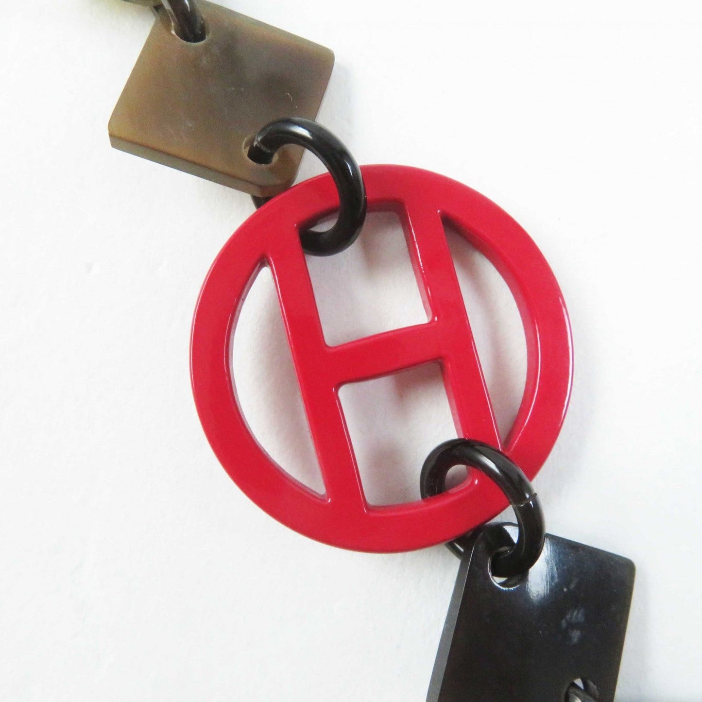 Hermes Necklace Buffalo Horn Brown Red Type Diva Women