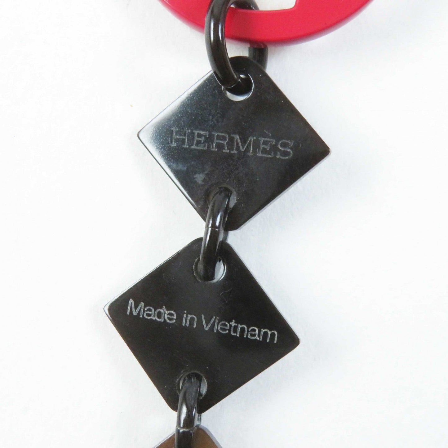 Hermes Necklace Buffalo Horn Brown Red Type Diva Women