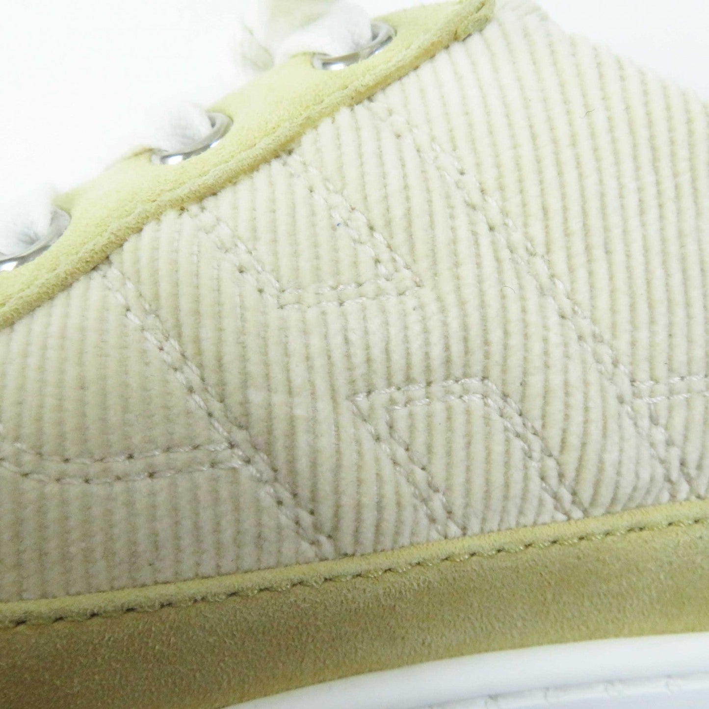 Hermes Sneakers 222189Z Suede Leather, Rubber, Corduroy Beige White Deep Women 38 1/2