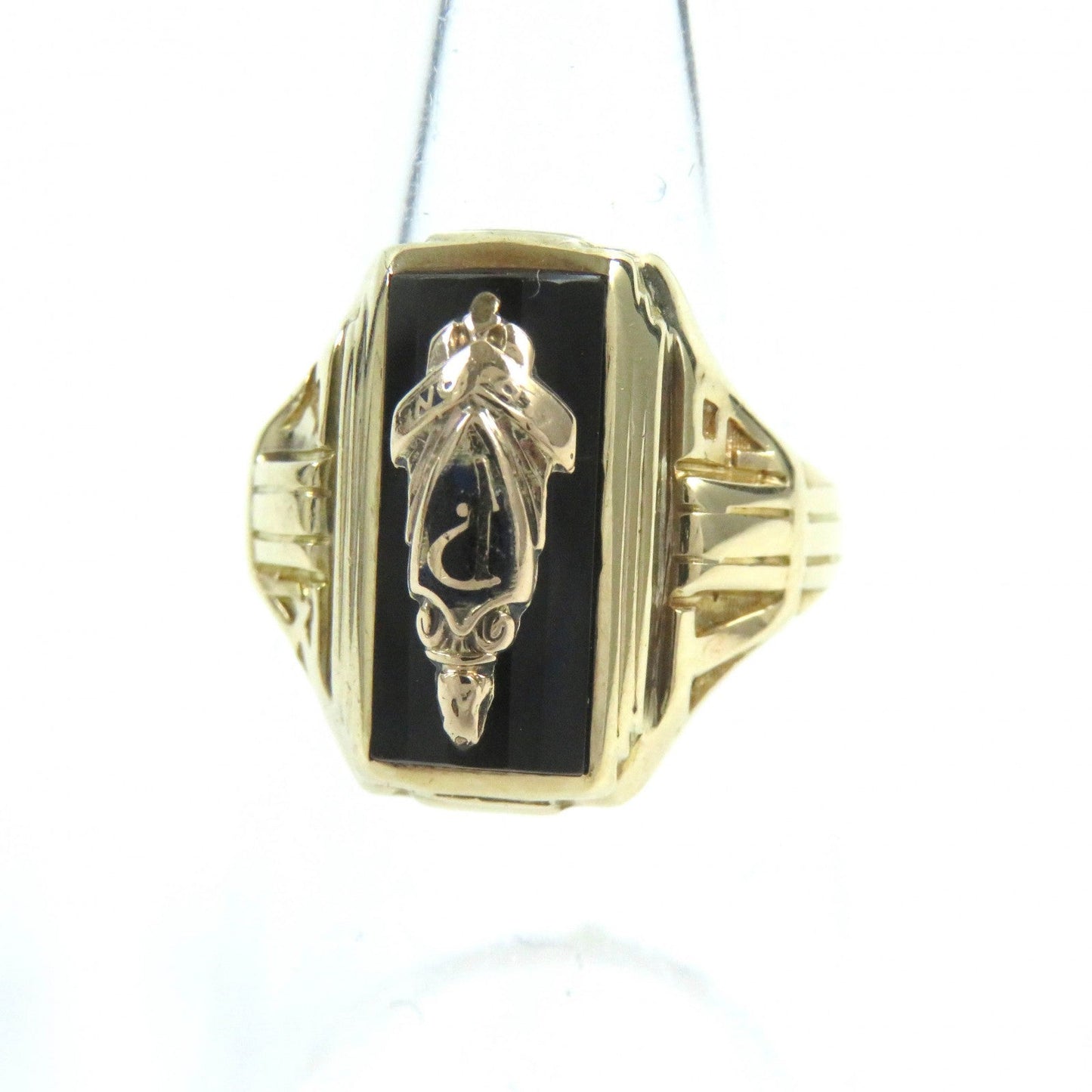 Jewelry Ring Main?Fk10 Gold Black Antique Vintage College Rings Mens