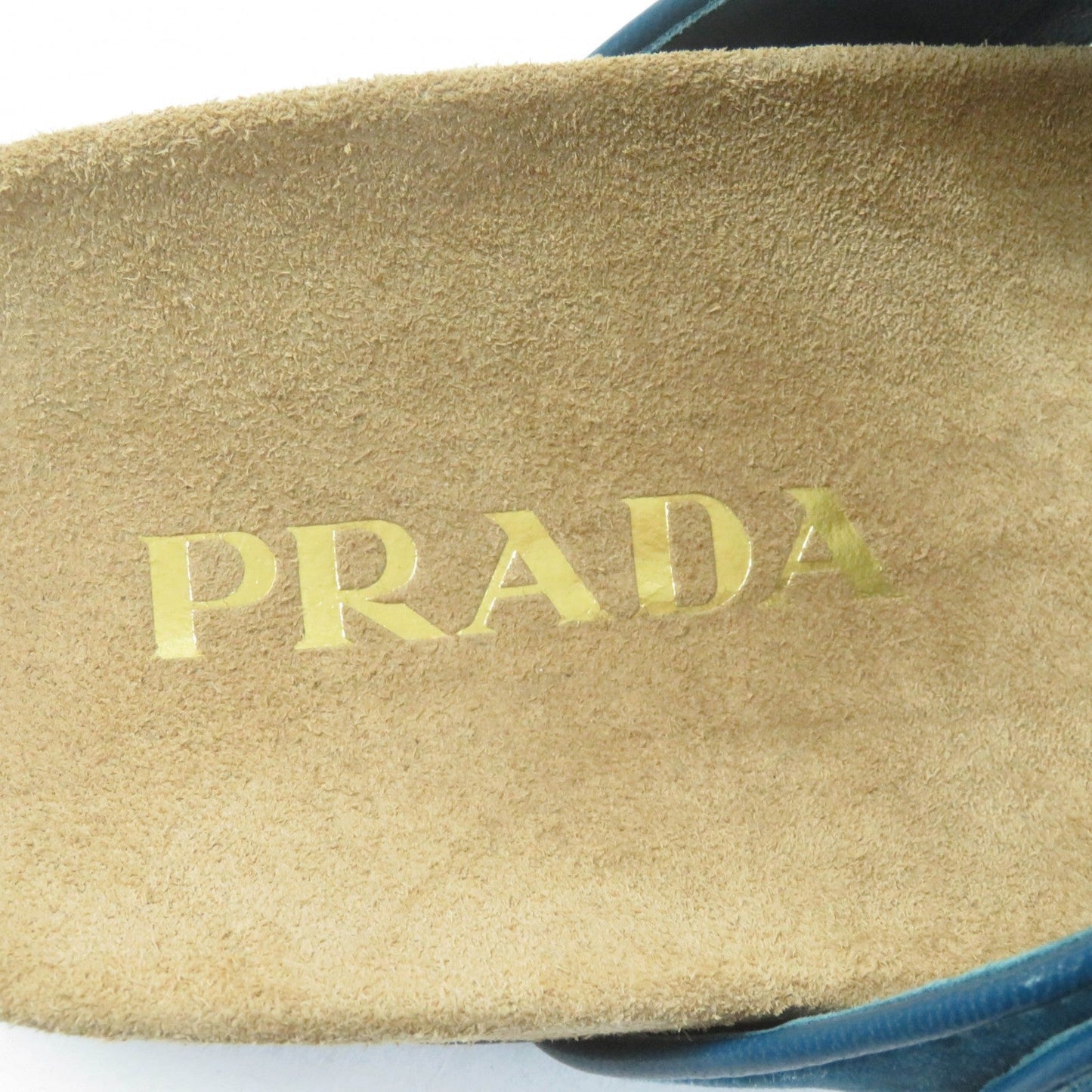 Prada Sandals 1Y392I Velour, Polyurethane Blue Thong Sandals Women 36 1/2