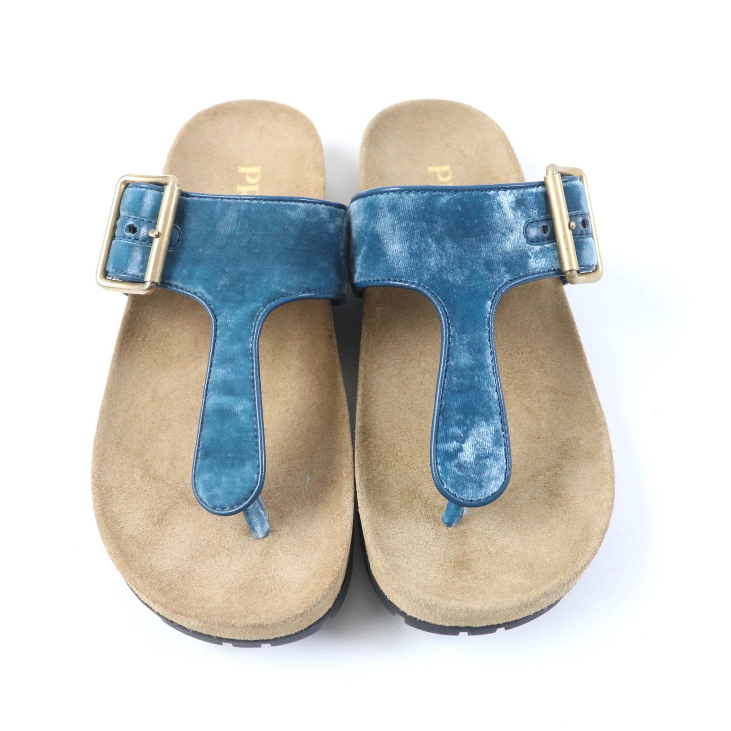 Prada Sandals 1Y392I Velour, Polyurethane Blue Thong Sandals Women 36 1/2