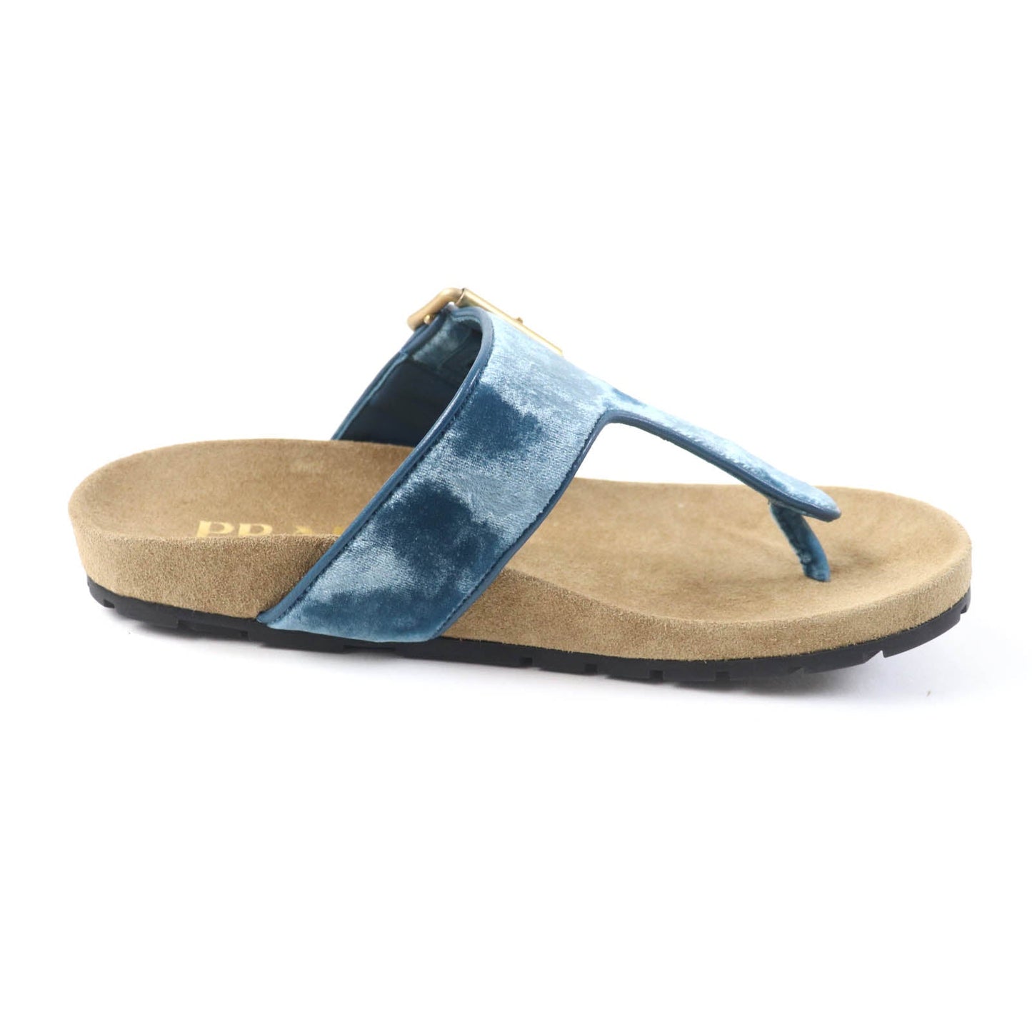 Prada Sandals 1Y392I Velour, Polyurethane Blue Thong Sandals Women 36 1/2