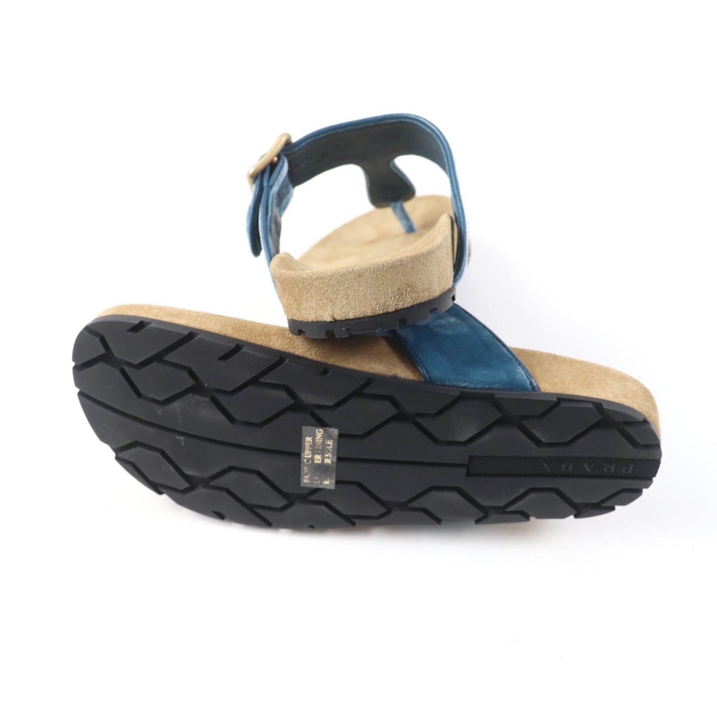 Prada Sandals 1Y392I Velour, Polyurethane Blue Thong Sandals Women 36 1/2
