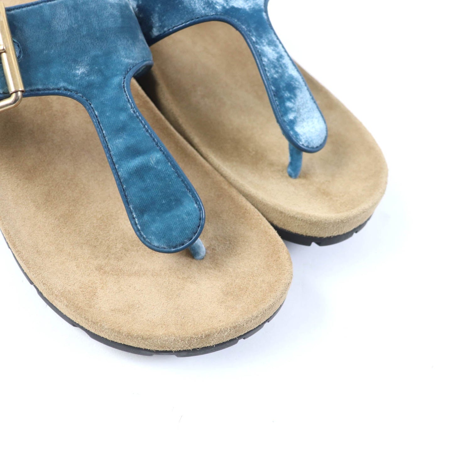 Prada Sandals 1Y392I Velour, Polyurethane Blue Thong Sandals Women 36 1/2