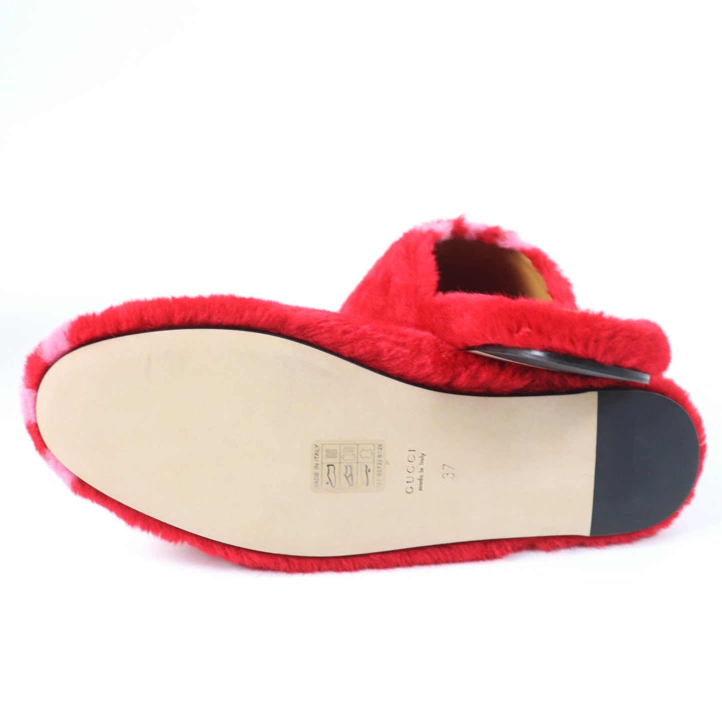 Gucci Mule 722442 Fur, Leather Red Women 37