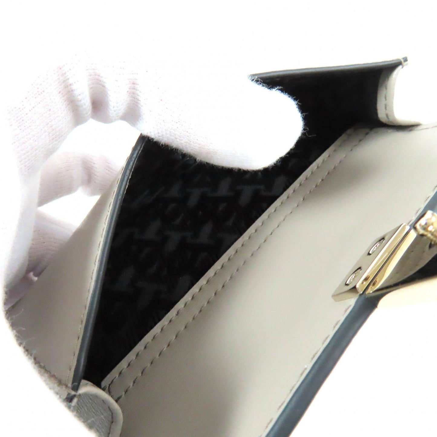 Bally Coin Case Leather Gray Women