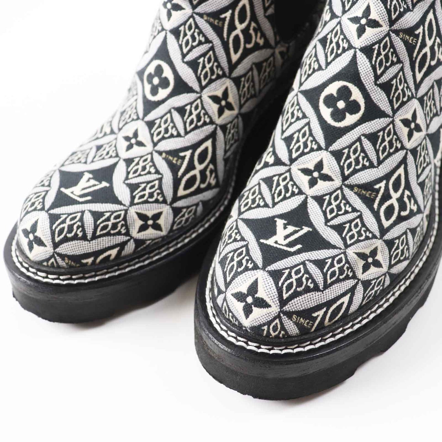 Louis Vuitton Ankle Boots Jacquard, Leather Multi Since 1854 Lv Bobble Line Women 39 1/2