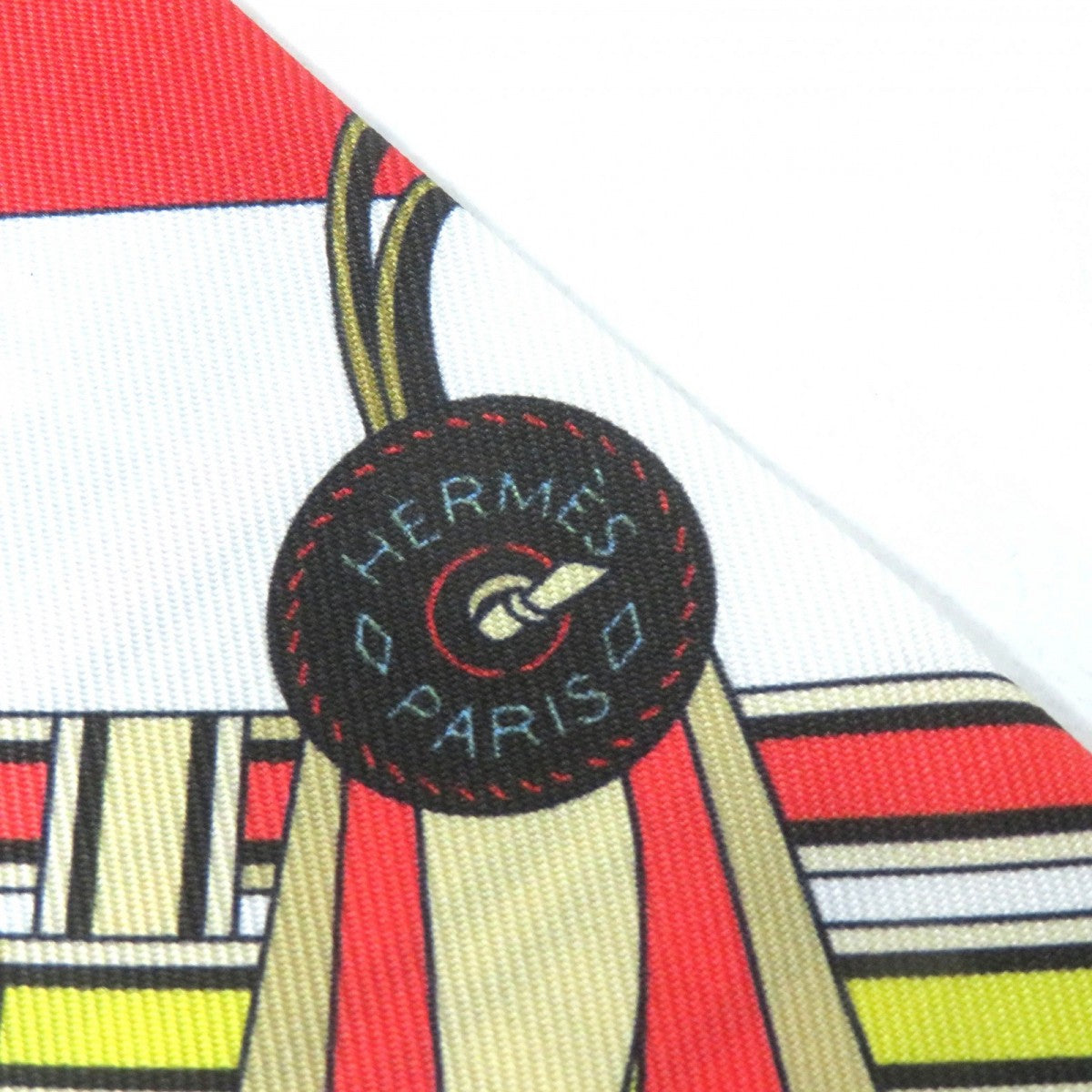 Hermes Scarf 062849S Silk Rouge/Blanc/Mordore Twilly Brides Et Gris Gris Bridles And Charms