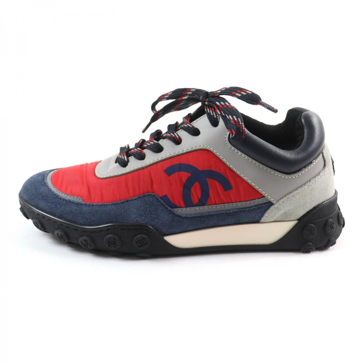 Chanel Low Cut Sneakers G34086 Nylon, Suede Multi Women 35