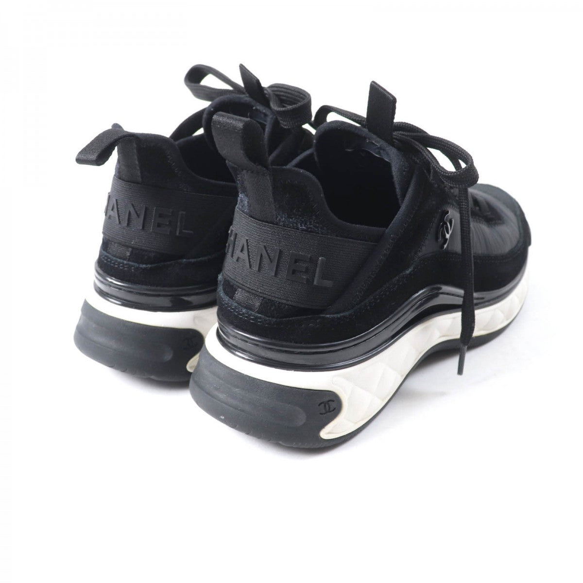 Chanel Sneakers G35617 Mixed Fiber, Calfskin, Velvet, Polyurethane Black Women 37