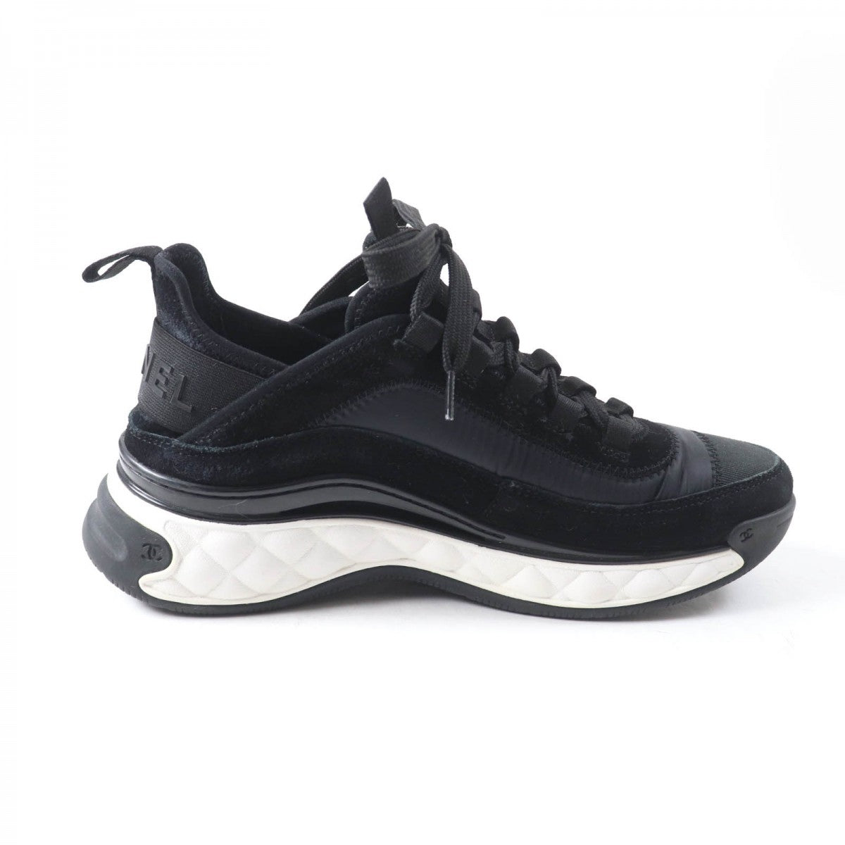 Chanel Sneakers G35617 Mixed Fiber, Calfskin, Velvet, Polyurethane Black Women 37