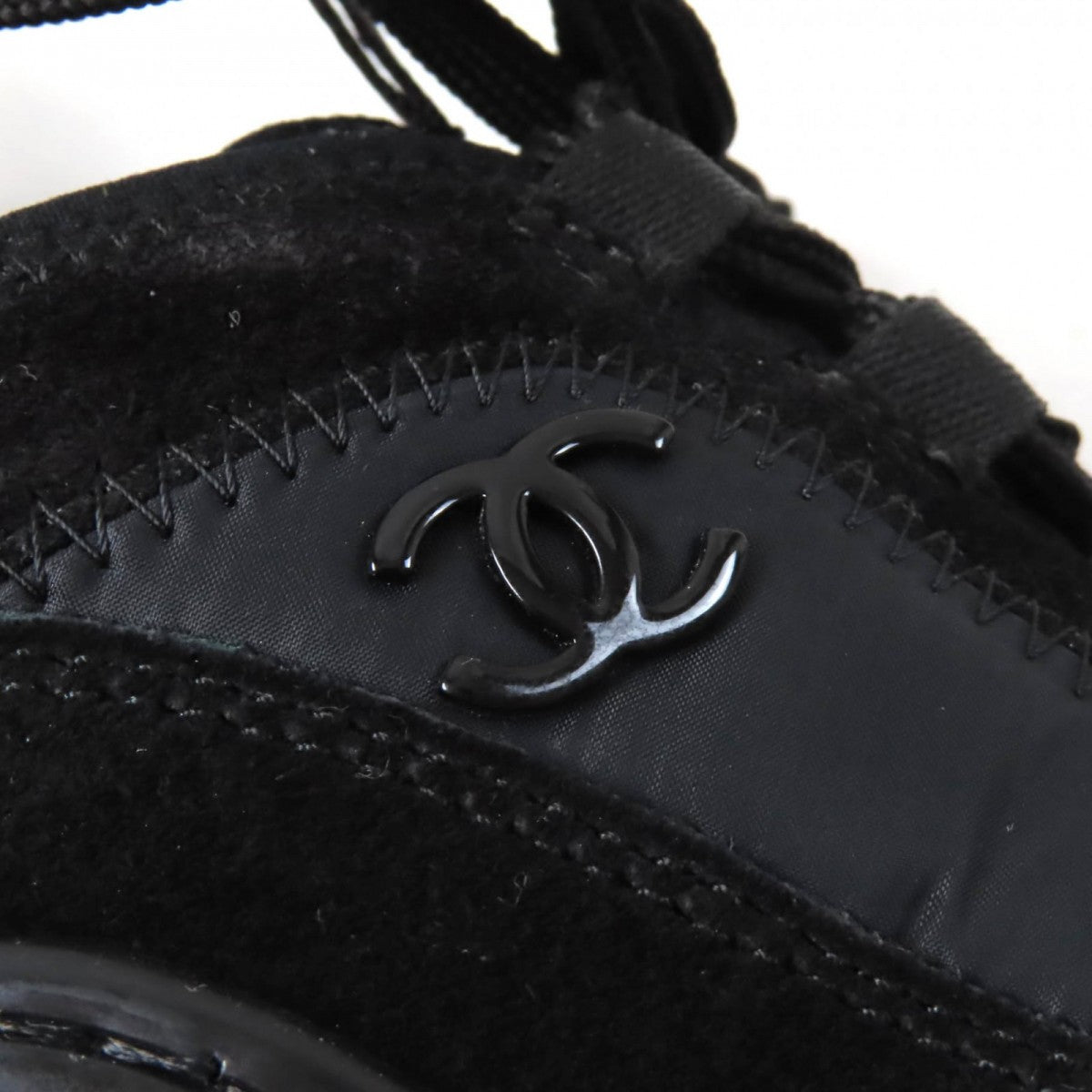 Chanel Sneakers G35617 Mixed Fiber, Calfskin, Velvet, Polyurethane Black Women 37