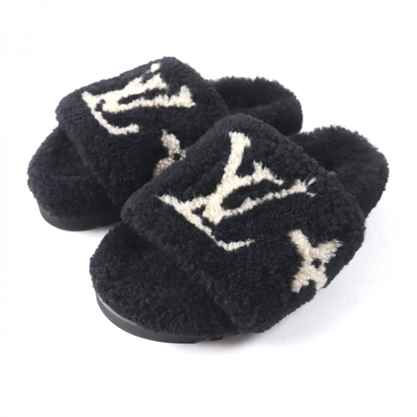 Louis Vuitton Sandals Mouton Black Beige Paseo
