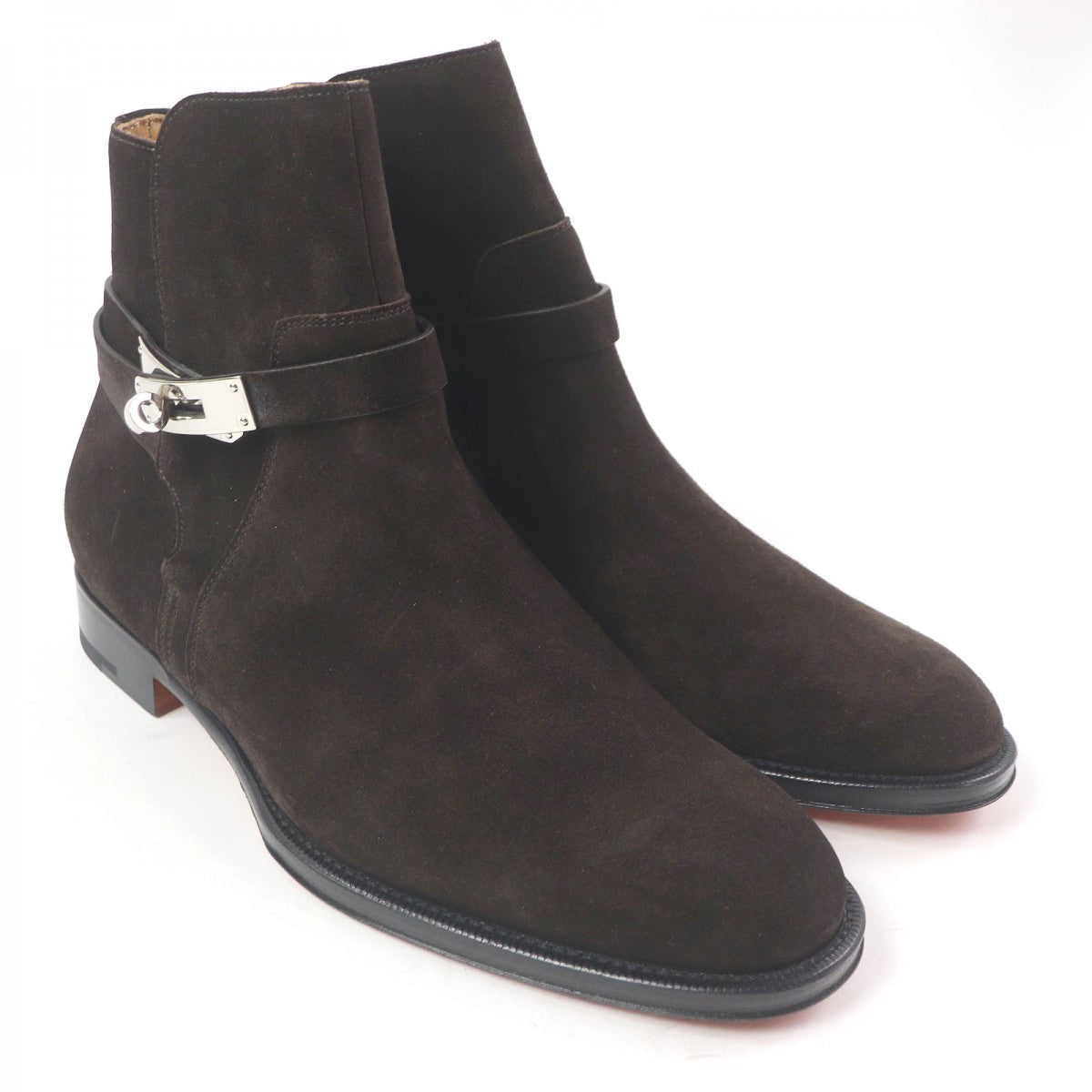 Hermes Boots Suede Leather Dark Brown Fortune 41