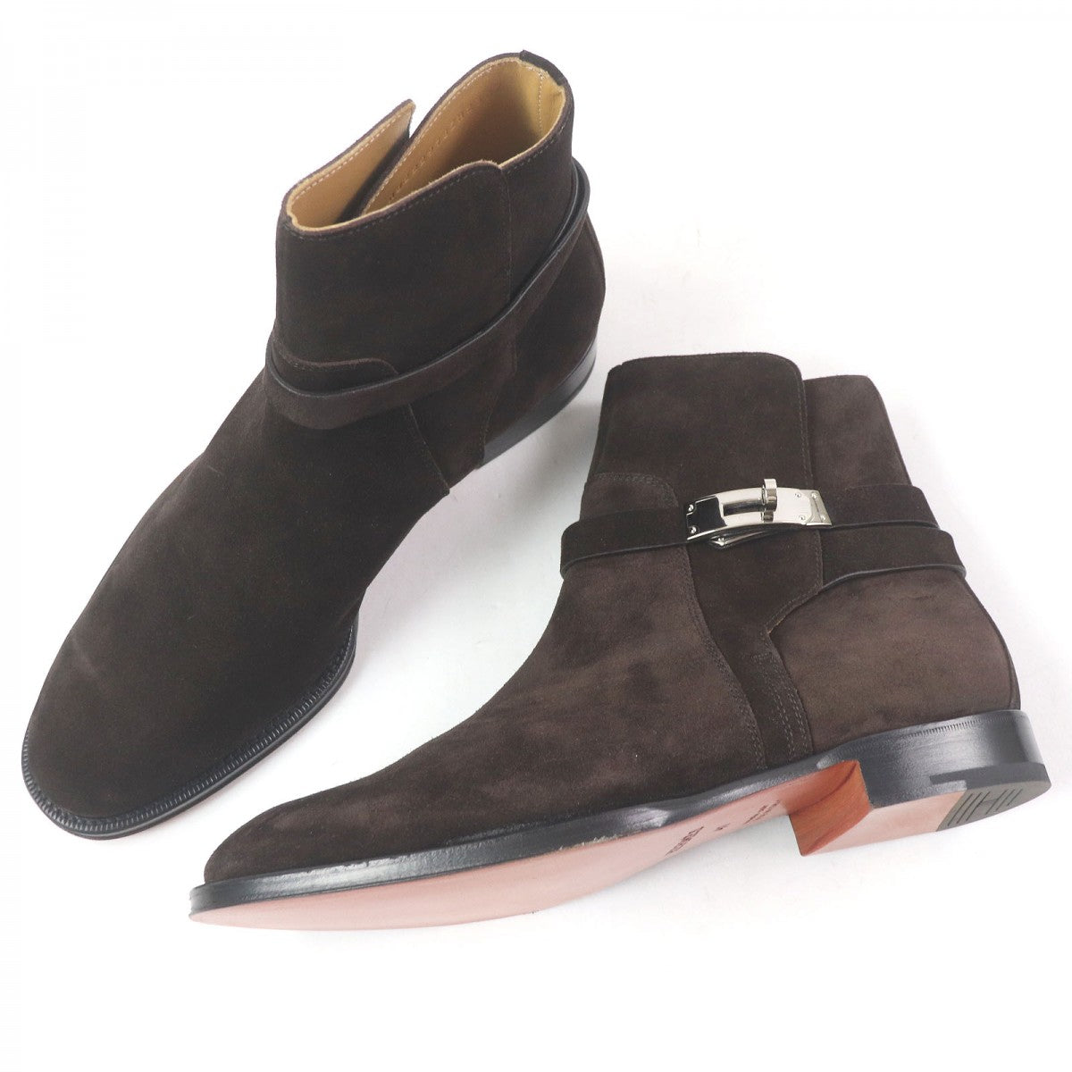 Hermes Boots Suede Leather Dark Brown Fortune 41