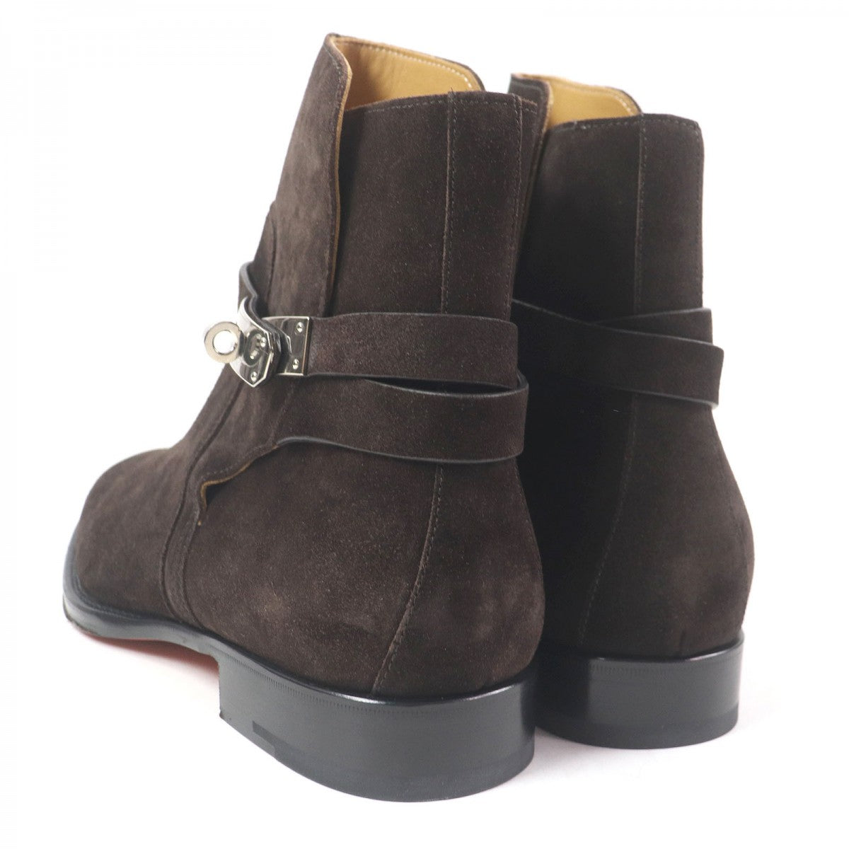Hermes Boots Suede Leather Dark Brown Fortune 41
