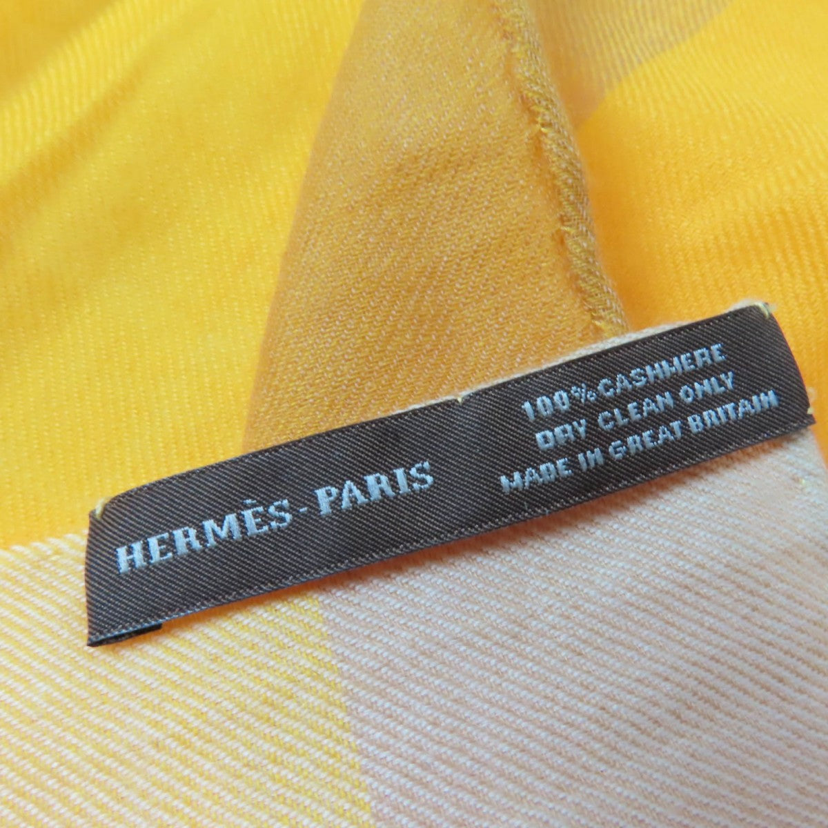 Hermes Scarf Cashmere Yellow Type