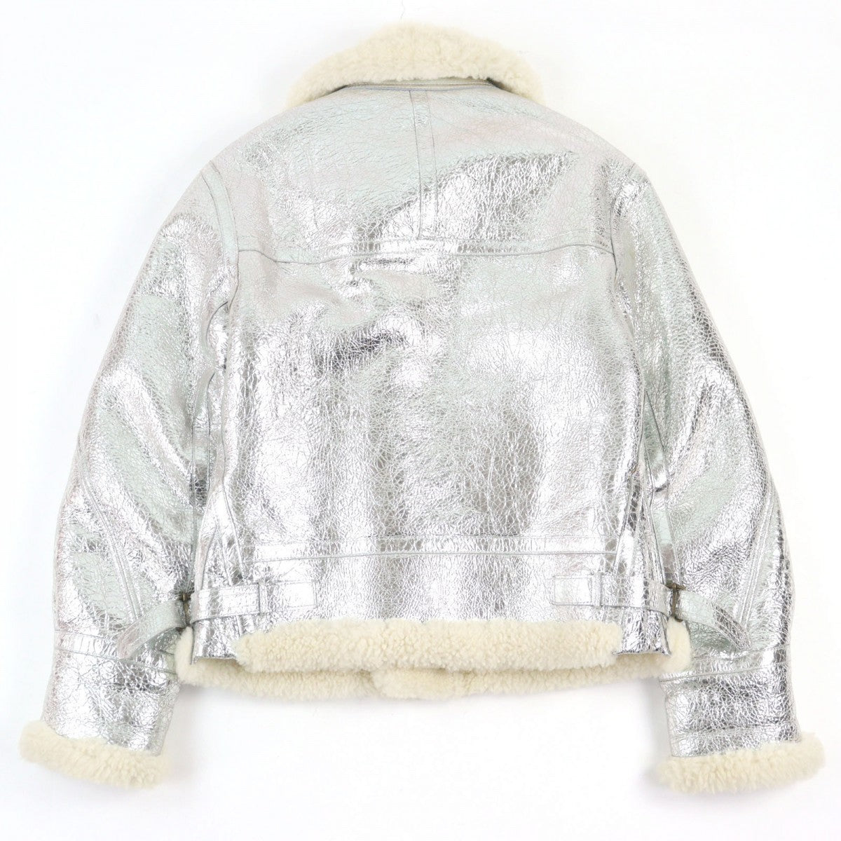 Yves Saint Laurent Mouton Jacket 201578 Nappa Leather Silver 50