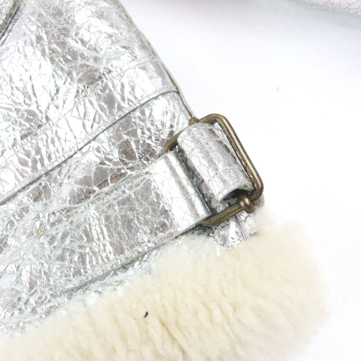 Yves Saint Laurent Mouton Jacket 201578 Nappa Leather Silver 50