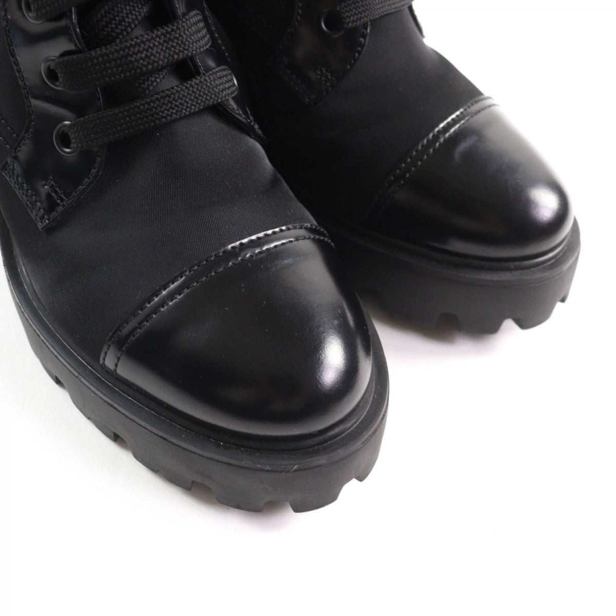Prada Short Boots Nylon X Leather Black Triangle Logo Women 39