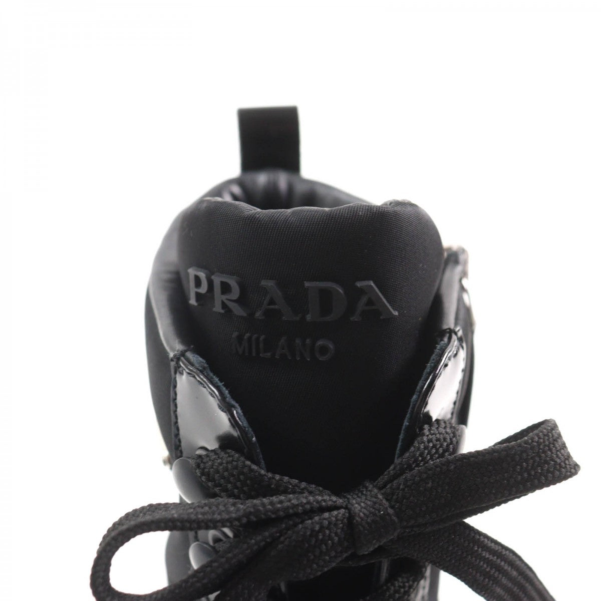 Prada Short Boots Nylon X Leather Black Triangle Logo Women 39