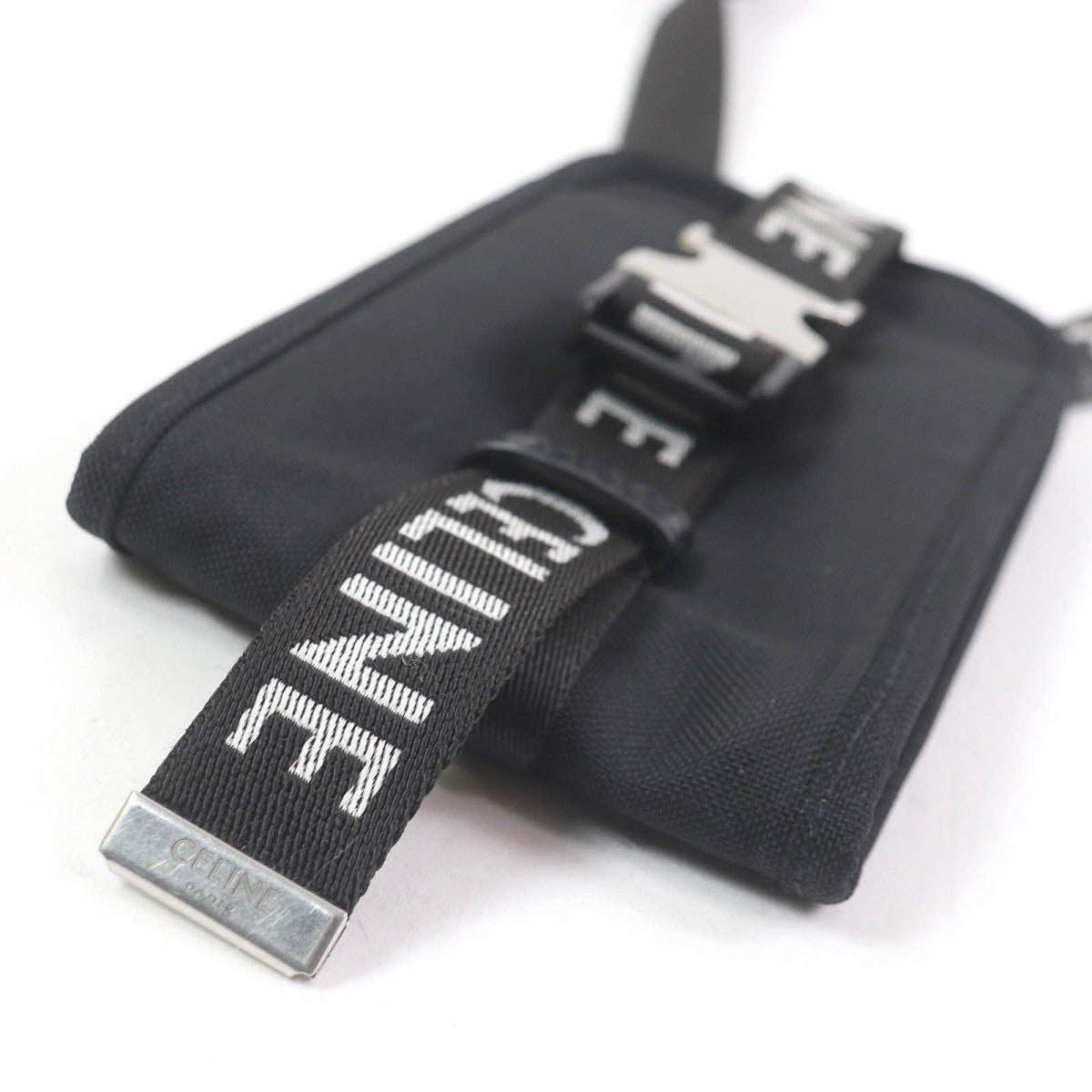Celine Pouch 10J21 Nylon Canvas Black Trekking Mobile Phone Pouch Mens(Unisex)